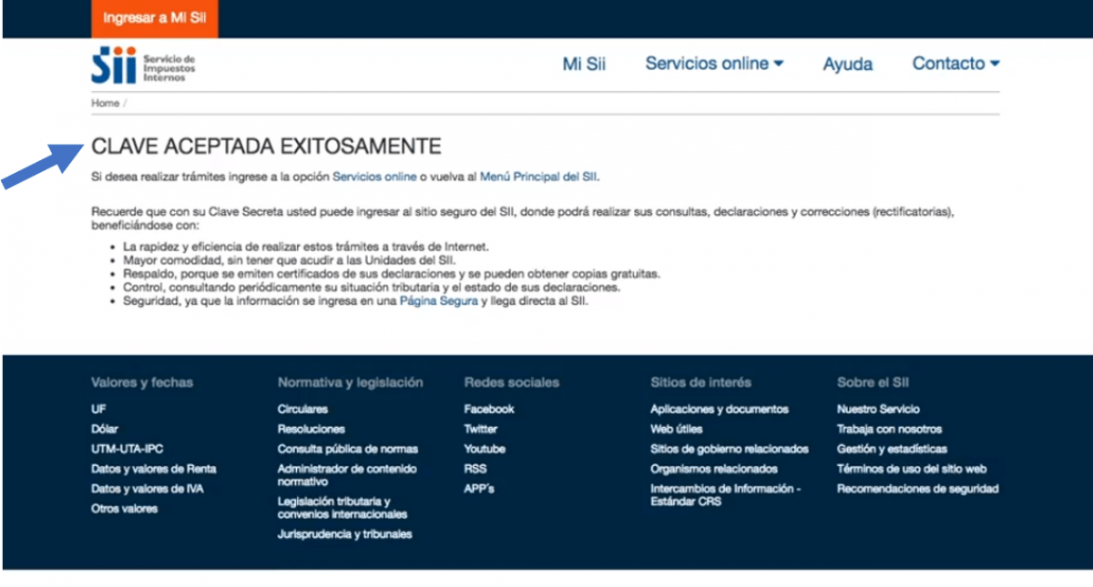 Cambio de Clave Secreta del SII.CL Focus Work