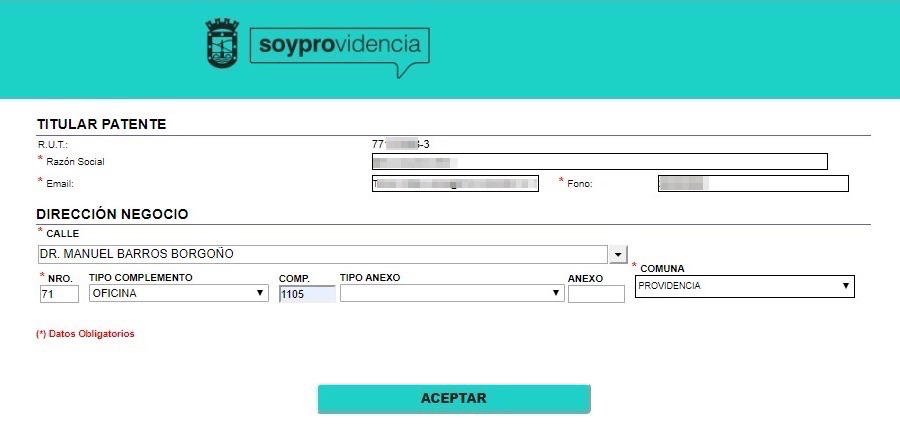Patente Municipal Providencia Online 2.0